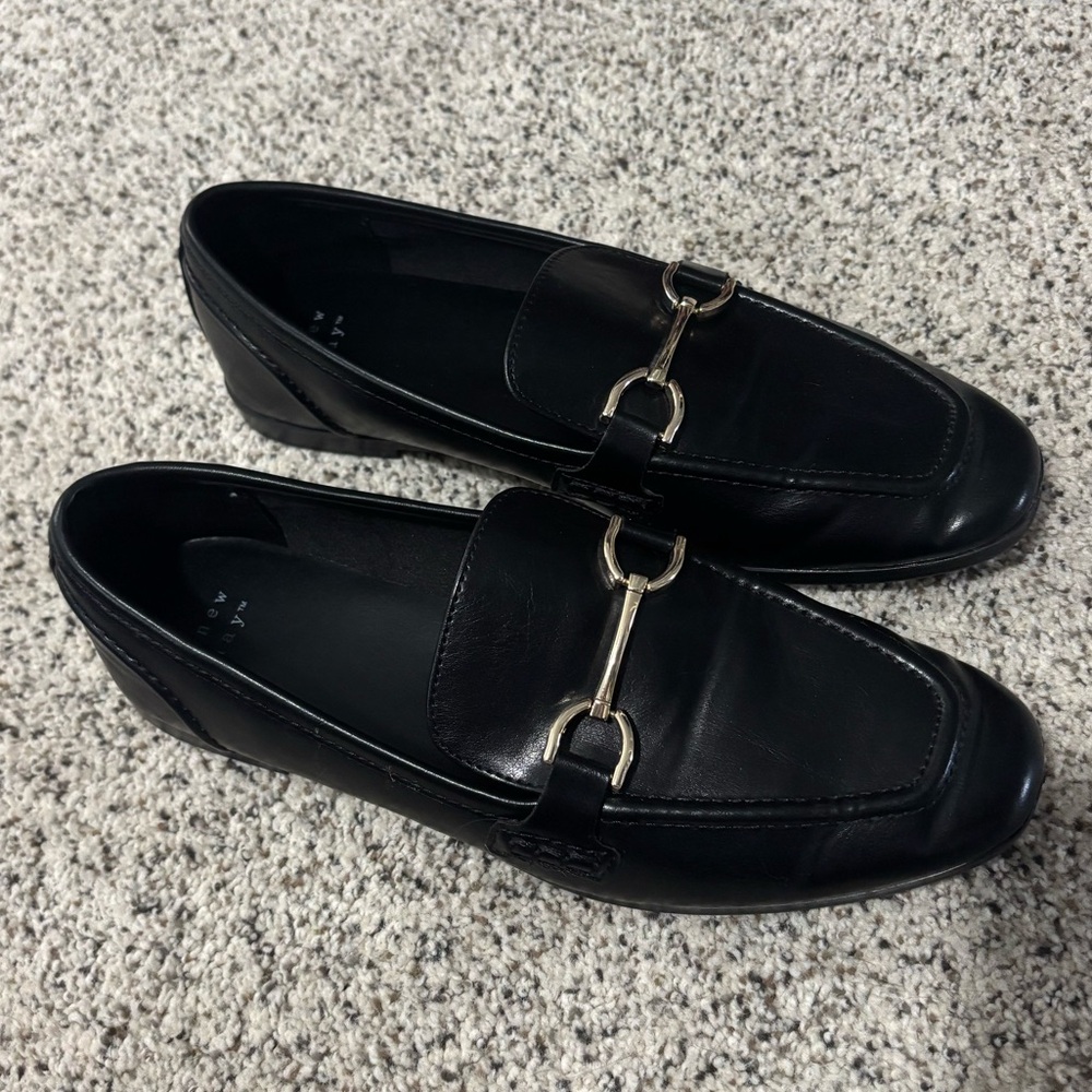 Black Loafers with Gold Buckle